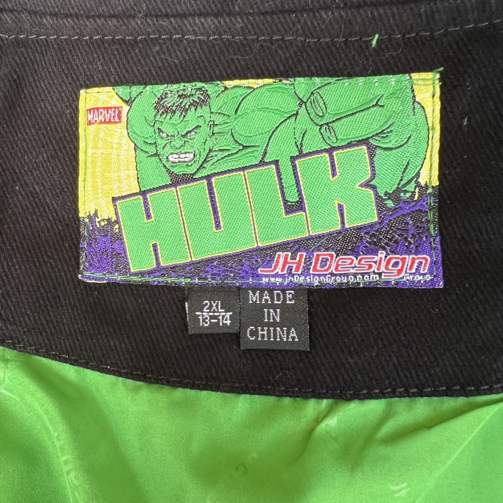 NWT VTG JH Design Hulk Jacket Youth 2XL Black Men's S Crop Boxy Racing Marvel - Picture 6 of 12